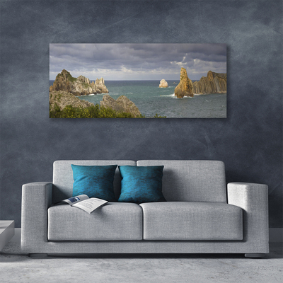 Tablou pe panza canvas Sea Rocks Peisaj Gri Albastru Verde