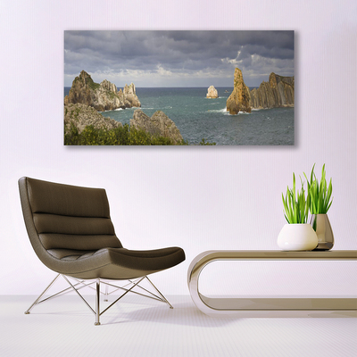 Tablou pe panza canvas Sea Rocks Peisaj Gri Albastru Verde