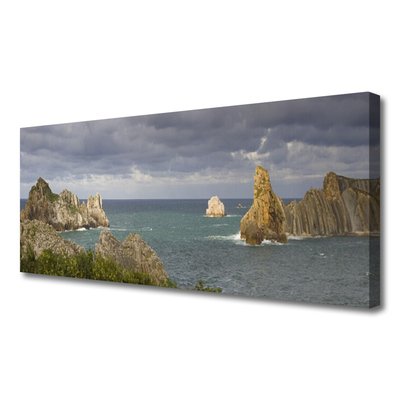 Tablou pe panza canvas Sea Rocks Peisaj Gri Albastru Verde