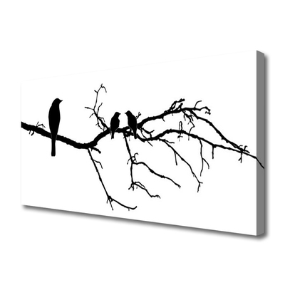 Tablou pe panza canvas Păsări Branch Art Negru