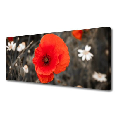 Tablou pe panza canvas Florale flori Roșu Gri
