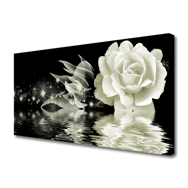 Tablou pe panza canvas Rose Floral Alb Negru