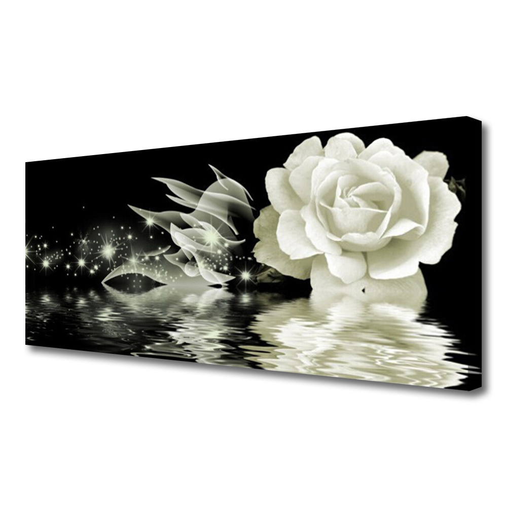 Tablou pe panza canvas Rose Floral Alb Negru