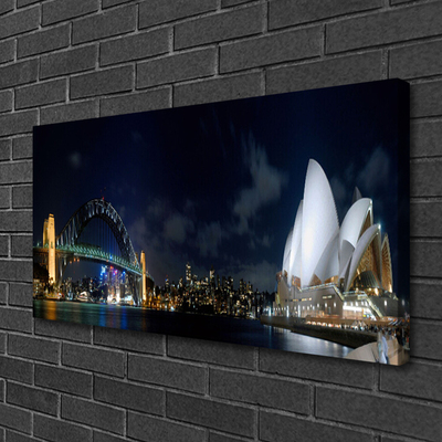 Tablou pe panza canvas Sydney Bridge City Arhitectură Alb Albastru Negru