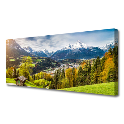 Tablou pe panza canvas Alpi Peisaj Verde Albastru