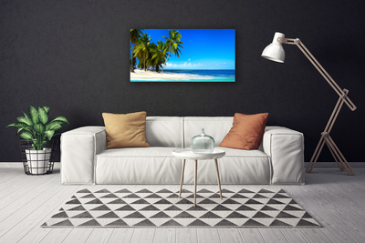 Tablou pe panza canvas Palm Trees Sea Beach Peisaj Alb Verde Albastru