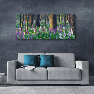 Tablou pe panza canvas Pădure Flori Natura Verde Violet Maro