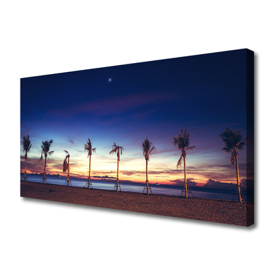 Tablou pe panza canvas Palm Trees Sea Beach Peisaj Maro Albastru