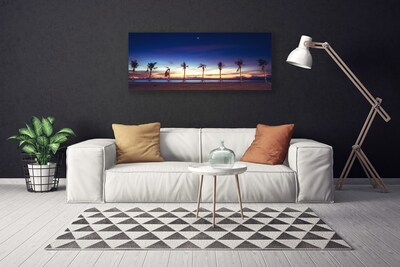 Tablou pe panza canvas Palm Trees Sea Beach Peisaj Maro Albastru