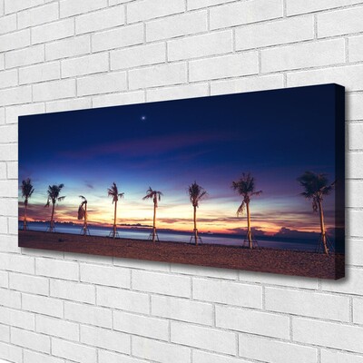 Tablou pe panza canvas Palm Trees Sea Beach Peisaj Maro Albastru