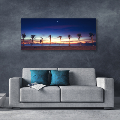 Tablou pe panza canvas Palm Trees Sea Beach Peisaj Maro Albastru