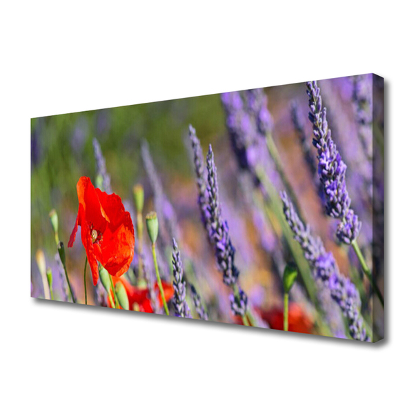 Tablou pe panza canvas Flori Floral Roșu Violet Verde