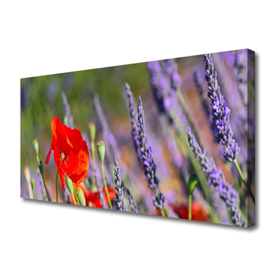 Tablou pe panza canvas Flori Floral Roșu Violet Verde