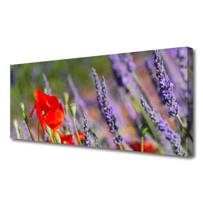 Tablou pe panza canvas Flori Floral Roșu Violet Verde