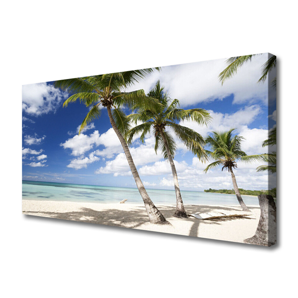 Tablou pe panza canvas Sea Palm Beach Peisaj Copaci Albastru Maro Verde