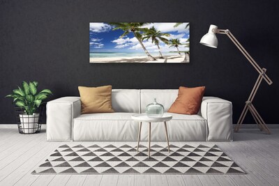 Tablou pe panza canvas Sea Palm Beach Peisaj Copaci Albastru Maro Verde