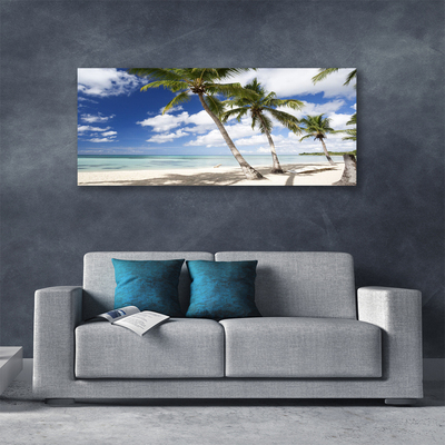 Tablou pe panza canvas Sea Palm Beach Peisaj Copaci Albastru Maro Verde