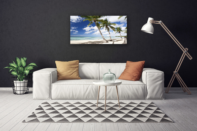 Tablou pe panza canvas Sea Palm Beach Peisaj Copaci Albastru Maro Verde