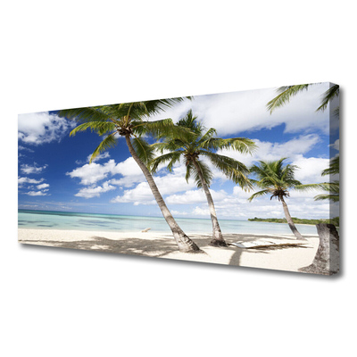 Tablou pe panza canvas Sea Palm Beach Peisaj Copaci Albastru Maro Verde