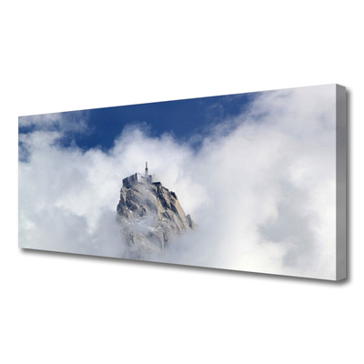 Tablou pe panza canvas Nori de munte Peisaj Alb Gri Albastru