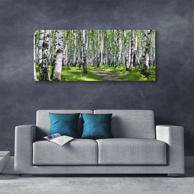 Tablou pe panza canvas Pădurea Potecă Natura Verde Maro Alb Negru