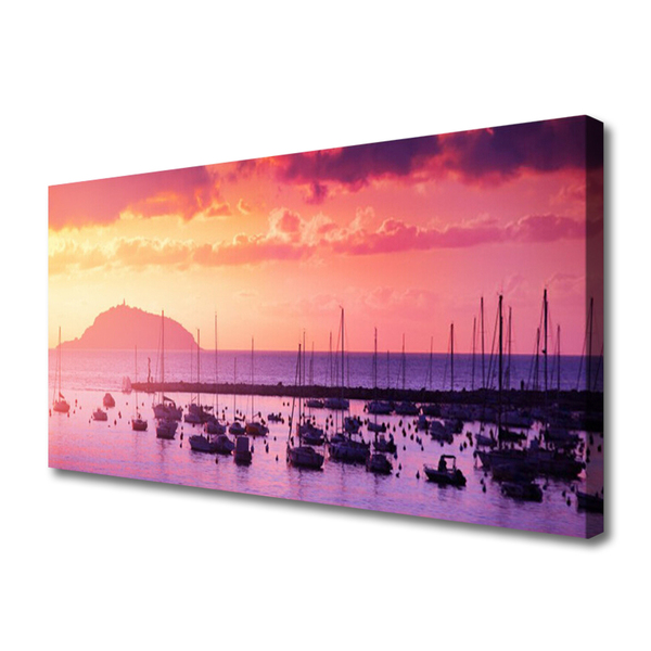 Tablou pe panza canvas Marea Peisaj Orange Purple