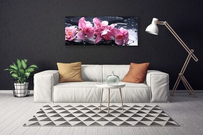 Tablou pe panza canvas Pietrele florale flori roz negru