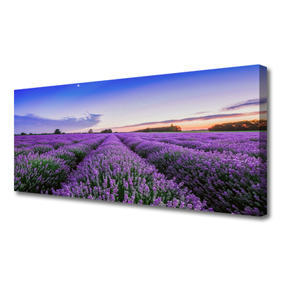 Tablou pe panza canvas Meadow Flori Natura Verde Violet