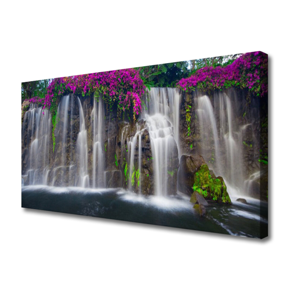 Tablou pe panza canvas Cascada Natura Gri Alb Roșu Verde