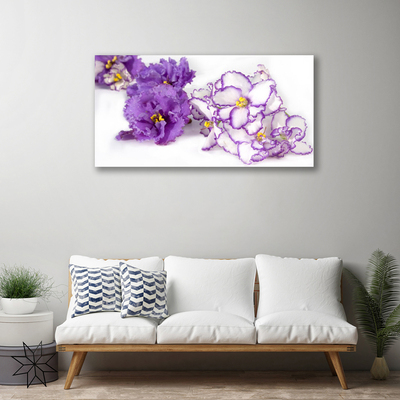 Tablou pe panza canvas Flori Floral Violet Alb