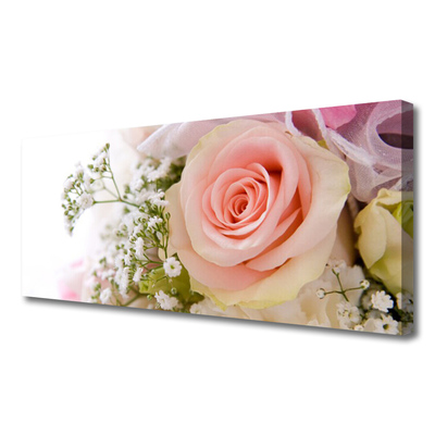 Tablou pe panza canvas Trandafiri Floral Roz Alb Verde