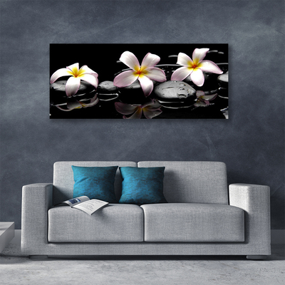 Tablou pe panza canvas Floare pietre Floral Alb Galben Negru