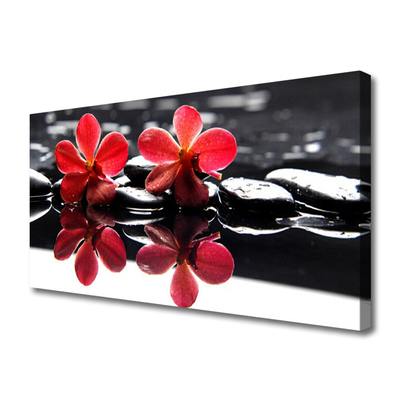 Tablou pe panza canvas Pietrele florale flori Roșu Negru