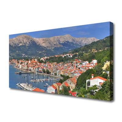 Tablou pe panza canvas Mountain City Sea Peisaj Multi