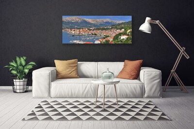 Tablou pe panza canvas Mountain City Sea Peisaj Multi