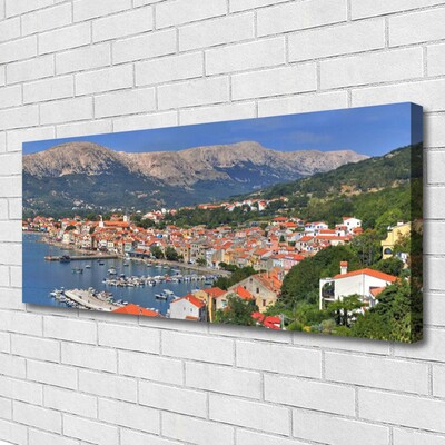 Tablou pe panza canvas Mountain City Sea Peisaj Multi