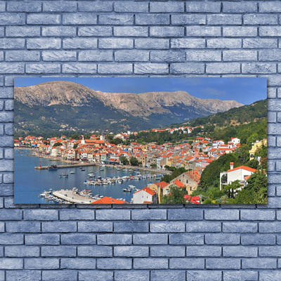 Tablou pe panza canvas Mountain City Sea Peisaj Multi