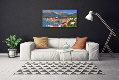 Tablou pe panza canvas Mountain City Sea Peisaj Multi