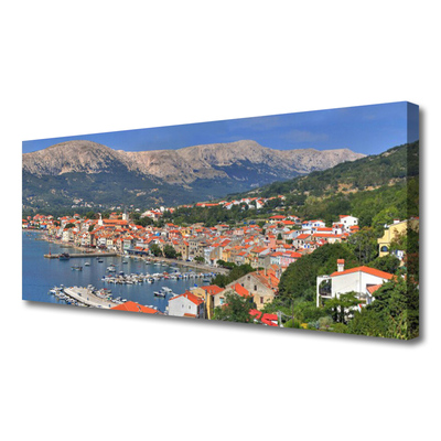 Tablou pe panza canvas Mountain City Sea Peisaj Multi