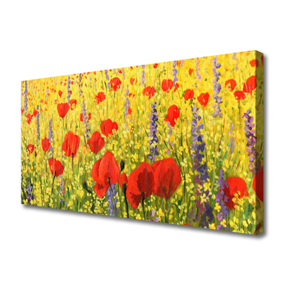 Tablou pe panza canvas Flori Floral Roșu Violet