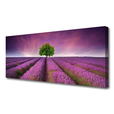 Tablou pe panza canvas Meadow copac Natura Roz Verde Violet