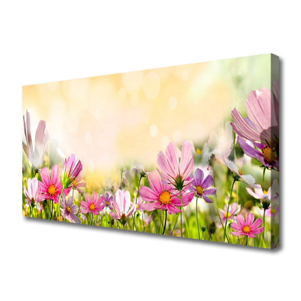 Tablou pe panza canvas Flori Natura Roz Galben Verde