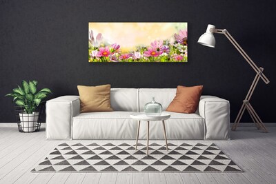 Tablou pe panza canvas Flori Natura Roz Galben Verde