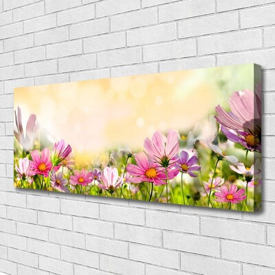 Tablou pe panza canvas Flori Natura Roz Galben Verde