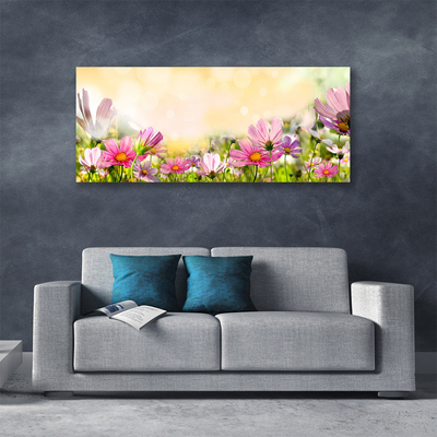 Tablou pe panza canvas Flori Natura Roz Galben Verde