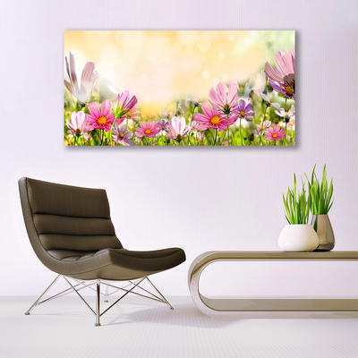 Tablou pe panza canvas Flori Natura Roz Galben Verde