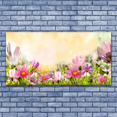 Tablou pe panza canvas Flori Natura Roz Galben Verde