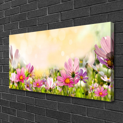 Tablou pe panza canvas Flori Natura Roz Galben Verde