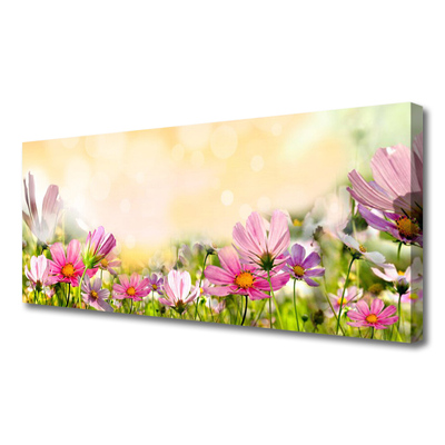 Tablou pe panza canvas Flori Natura Roz Galben Verde