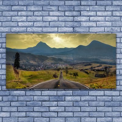 Tablou pe panza canvas Drum de munte Peisaj Negru Verde Albastru